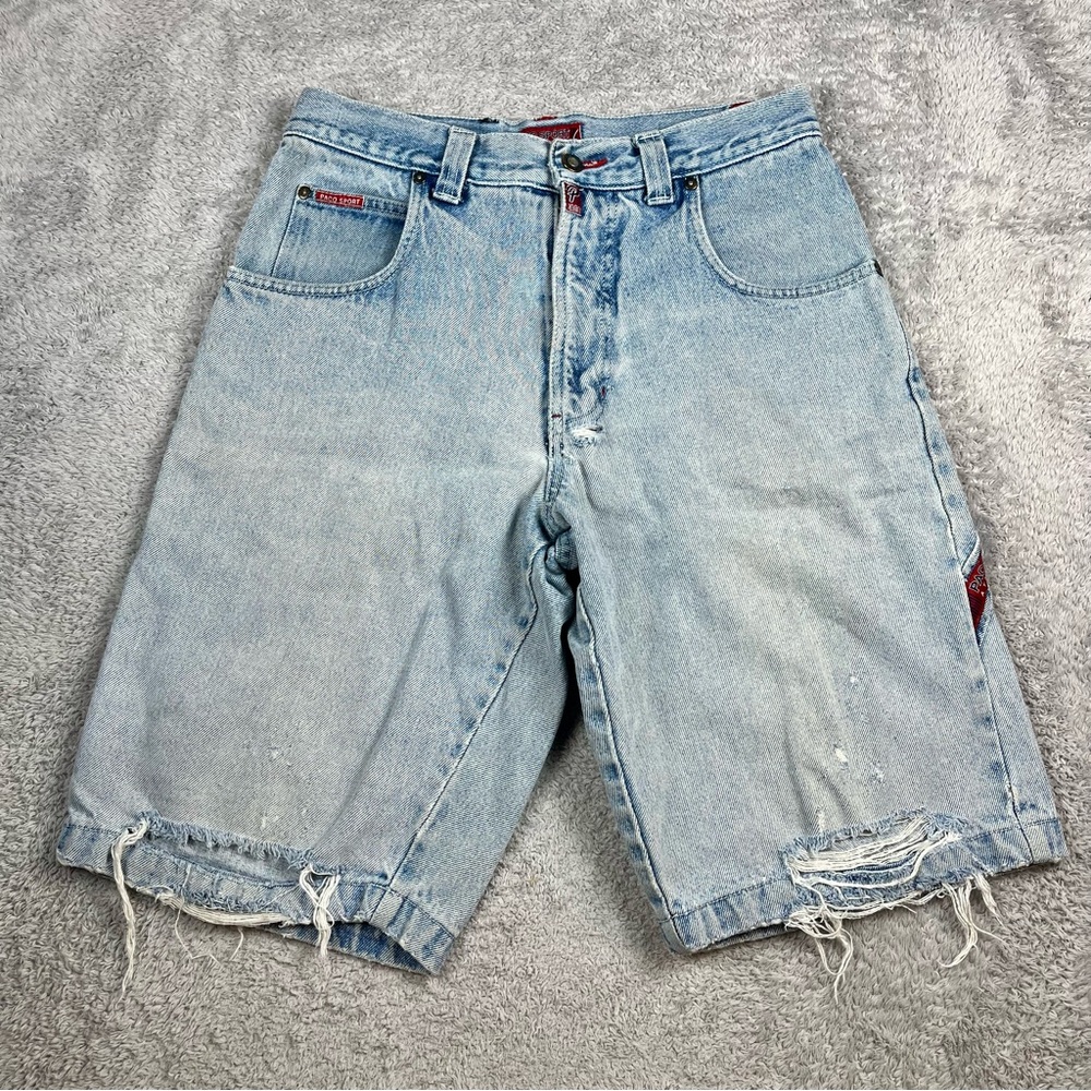 Paco Men's 30 Distressed Carpenter Jean Shorts Denim‎ Hip Hop Baggy Y2K Vintage